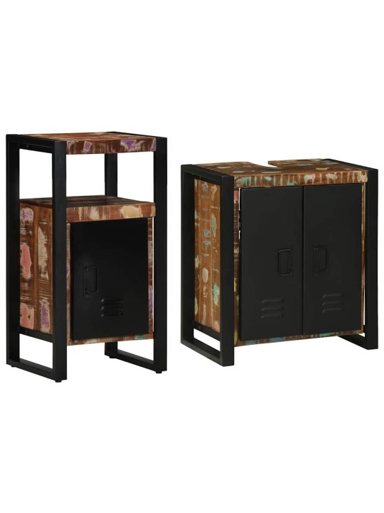 Vannitoa mööblikomplekt 2 tk pruun 55 x 35 x 60 cm taastatud puit