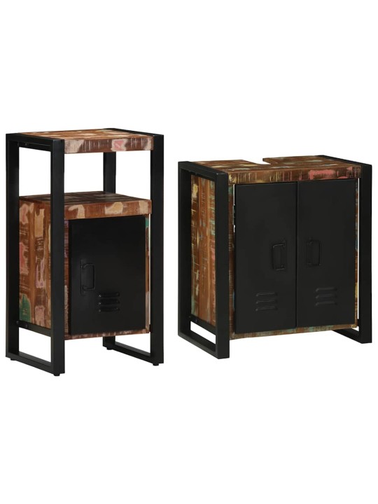 Vannitoa mööblikomplekt 2 tk pruun 55 x 35 x 60 cm taastatud puit