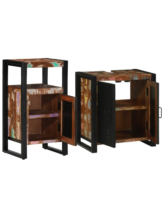 Vannitoa mööblikomplekt 2 tk pruun 55 x 35 x 60 cm taastatud puit