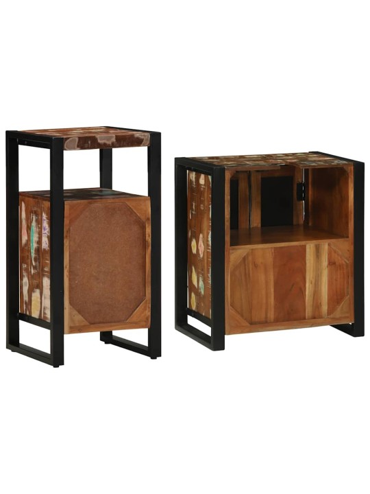 Vannitoa mööblikomplekt 2 tk pruun 55 x 35 x 60 cm taastatud puit