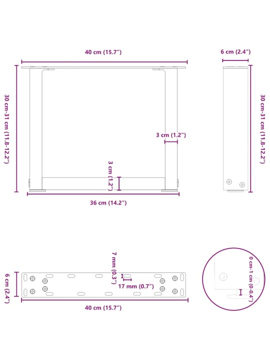 KOHVILAUA JALAD U-KUJULISED, 2 TK, NATURAALNE TERAS, 40 X (30–31) CM, TERAS