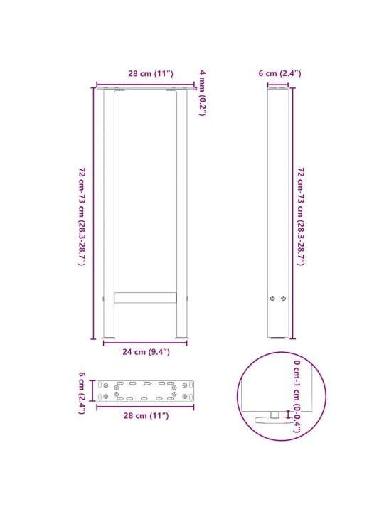 KONSOOLLAUA JALAD, NATURAALNE TERAS, 2 TK, 28 X (72–73) CM, TERAS