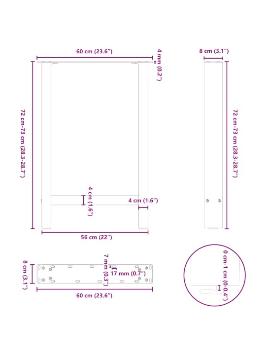 SÖÖGILAUA JALAD, ANTRATSIITHALL, 2 TK, 60 X (72-73) CM, TERAS