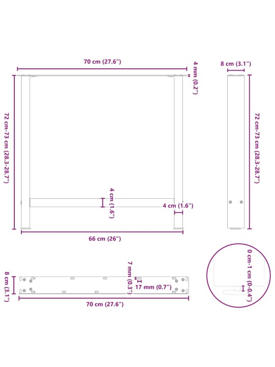 SÖÖGILAUA JALAD, VALGED, 2 TK, 70 X (72–73) CM, TERAS