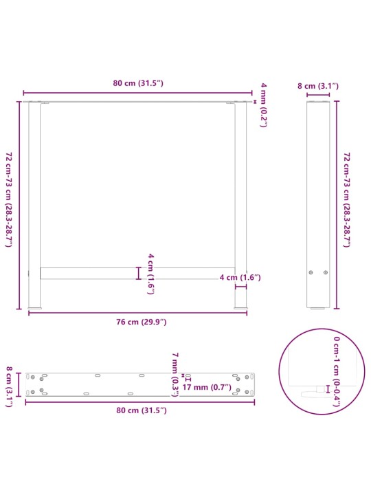 SÖÖGILAUA JALAD, VALGED, 2 TK, 80 X (72–73) CM, TERAS