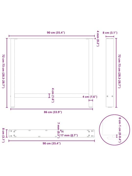SÖÖGILAUA JALAD, VALGED, 2 TK, 90 X (72–73) CM, TERAS