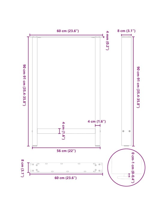 BAARILAUA JALAD, MUSTAD, 2 TK, 60 X (90–91) CM, TERASEST