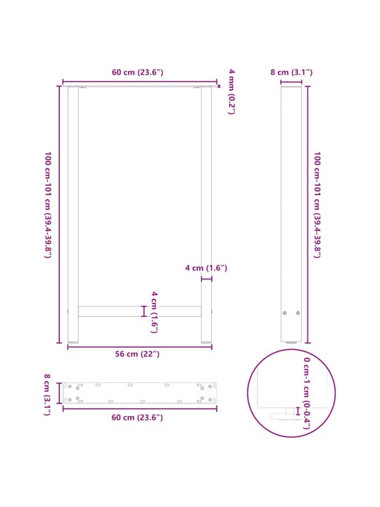 BAARILAUA JALAD, NATURAALNE TERAS, 2 TK, 60 X (100–101) CM, TERAS