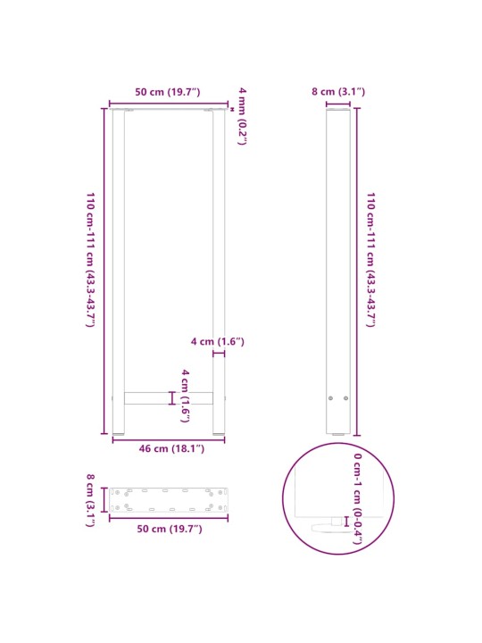 BAARILAUA JALAD, MUSTAD, 2 TK, 50 X (110-111) CM, TERAS