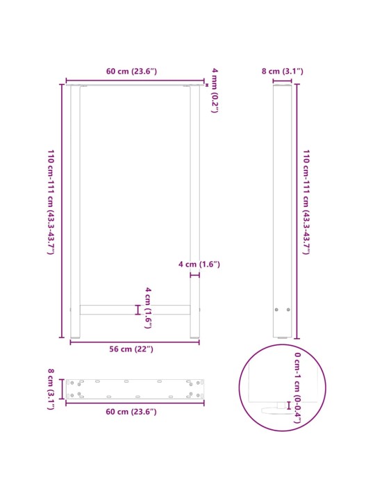 BAARILAUA JALAD, NATURAALNE TERAS, 2 TK, 60 X (110-111) CM, TERAS