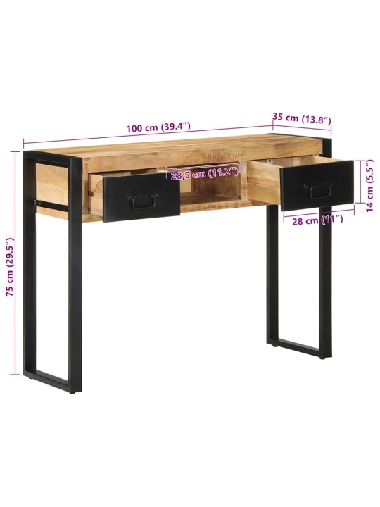 KONSOOLLAUD 100X35X75 CM TÄISTÖÖTLEMATA PUIDUST MANGO