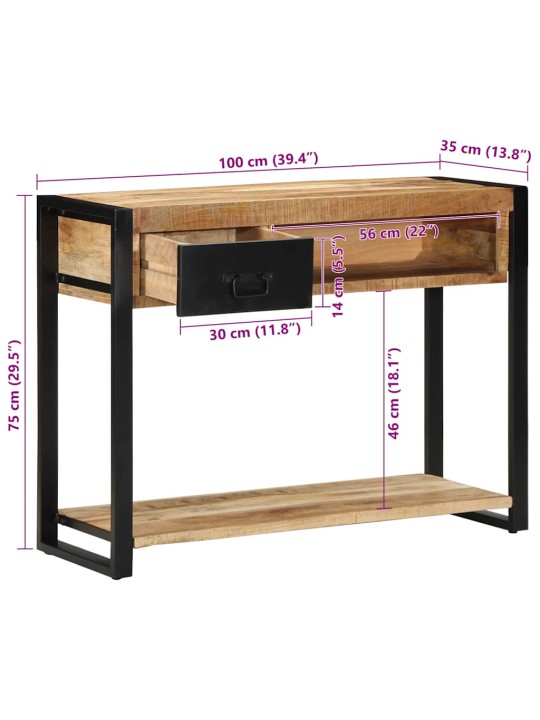 KONSOOLLAUD 100X35X75 CM TÄISTÖÖTLEMATA PUIDUST MANGO