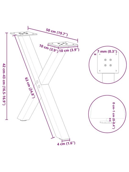 KOHVILAUA JALAD X-KUJULISED 2 TK, NATURAALNE TERAS, 50 X (42–43) CM, TERAS