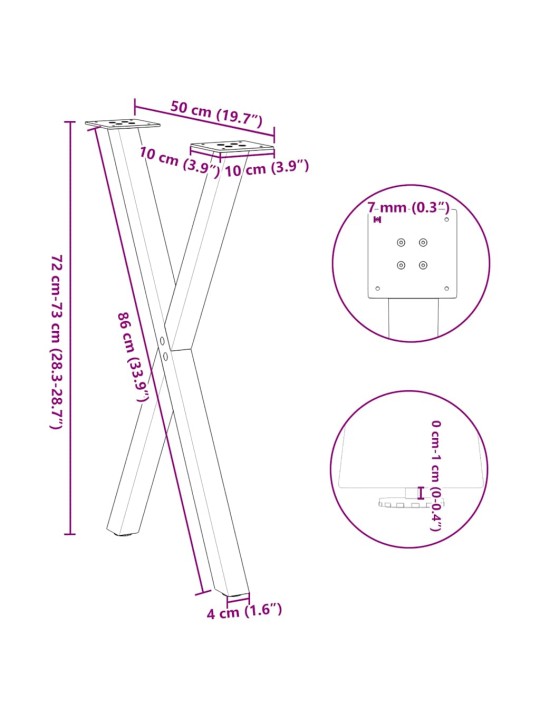 SÖÖGILAUA JALAD, X-KUJULISED, 2 TK, ANTRATSIITHALL, 50 X (72–73) CM, TERAS