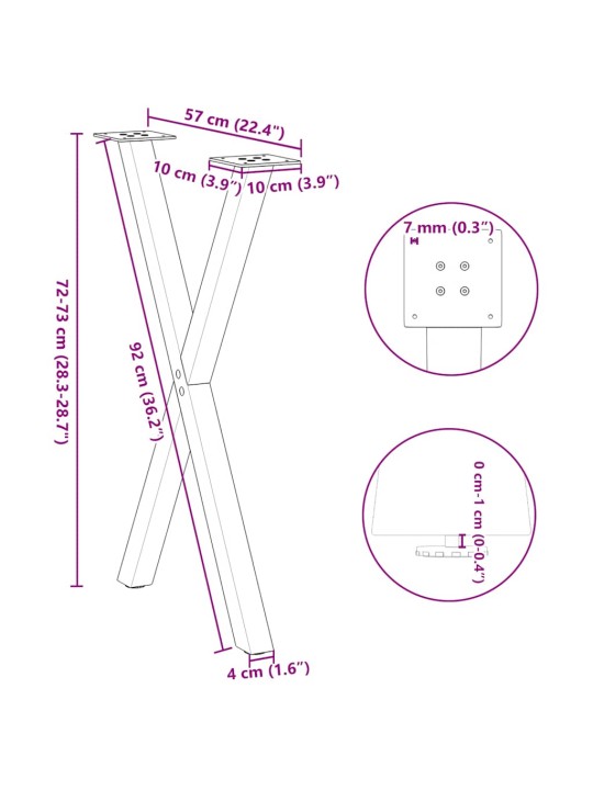 SÖÖGILAUA JALAD, X-KUJULISED, 2 TK, ANTRATSIITHALL, 60 X (72-73) CM, TERAS