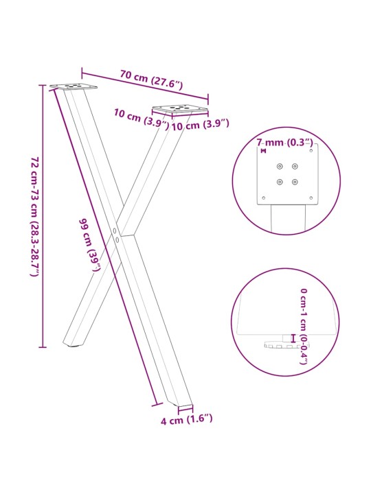 SÖÖGILAUA JALAD, 2 TK, X-KUJULISED, ANTRATSIITHALL, 70 X (72–73) CM, TERAS
