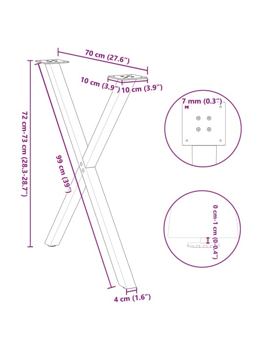 SÖÖGILAUA JALAD, X-KUJULISED, 2 TK, NATURAALNE TERAS, 70 X (72–73) CM, TERAS