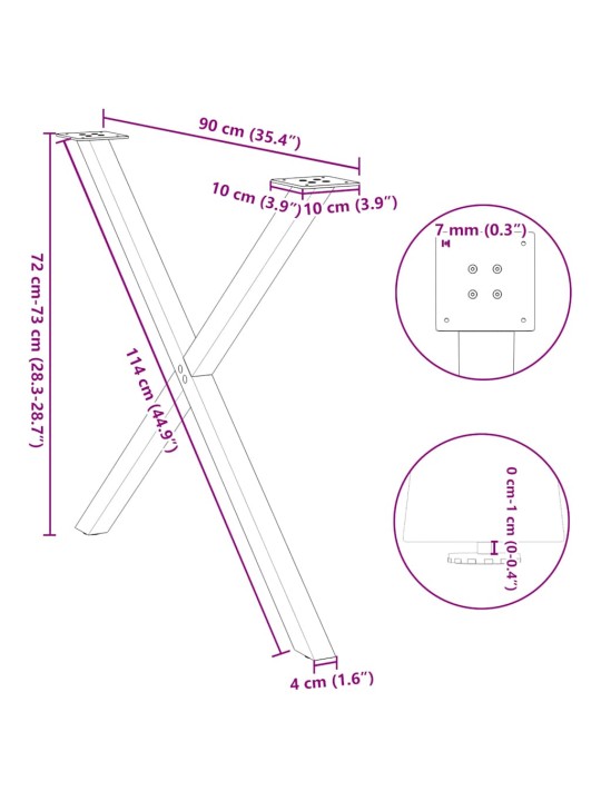 SÖÖGILAUA JALAD, X-KUJULISED, 2 TK, ANTRATSIITHALL, 90 X (72–73) CM, TERAS