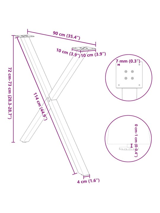 SÖÖGILAUA JALAD X-KUJULISED 2 TK, NATURAALNE TERAS, 90 X (72–73) CM, TERAS