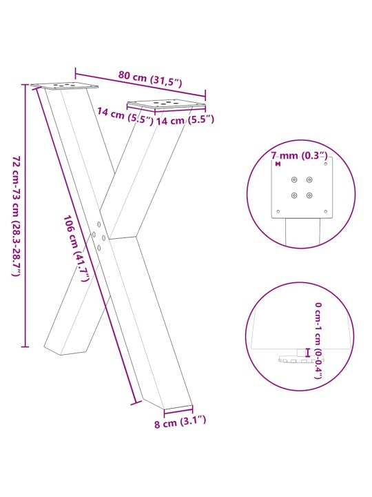 SÖÖGILAUA JALAD, X-KUJULISED, 2 TK, ANTRATSIITHALL, 80 X (72–73) CM, TERAS