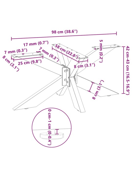 KOHVILAUA JALG, ÄMBLIKUKUJULINE, VALGE, 98 X 58 X (42–43) CM, TERAS
