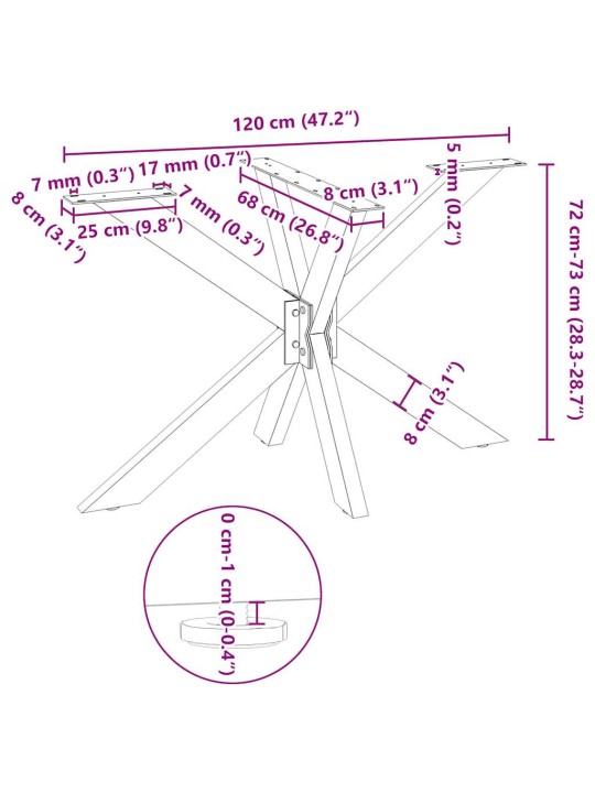 SÖÖGILAUA JALG, ÄMBLIKUKUJULINE, MUST, 120 X 68 X (72–73) CM, TERAS