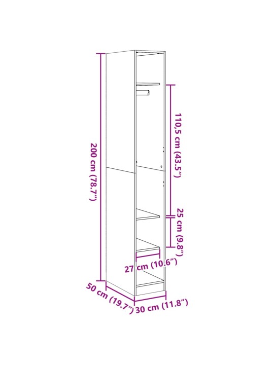 Garderoob hall sonoma tamm 30x50x200 cm tehispuit
