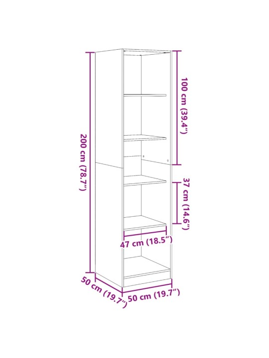 Garderoob valge 50 x 50 x 200 cm tehispuit