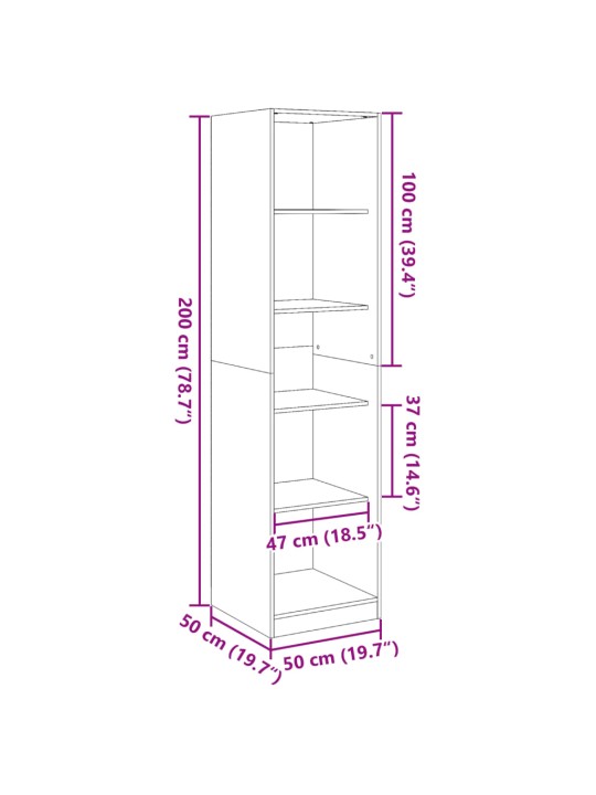 Garderoob suitsutatud tamm 50 x 50 x 200 cm tehispuit