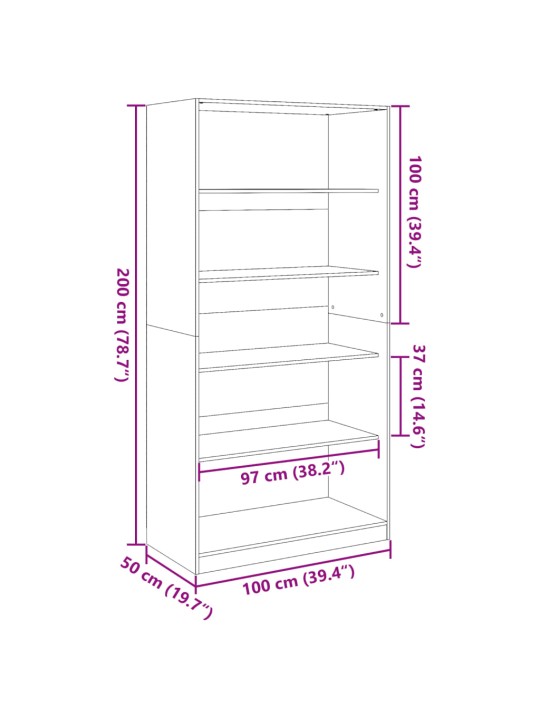 Garderoob valge 100 x 50 x 200 cm tehispuit