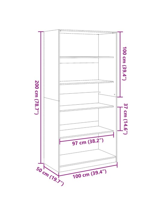 Garderoob vana puit 100 x 50 x 200 cm tehispuit