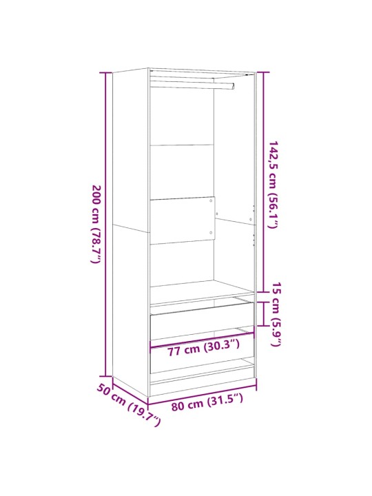 GARDEROOB BETOONHALL 80X50X200 CM TEHISPUIT