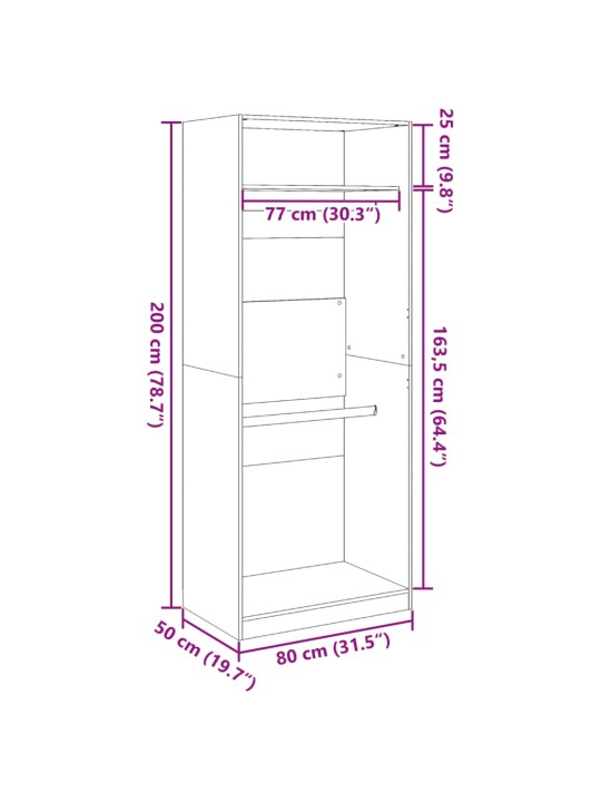 Garderoob must 80x50x200 cm tehispuit