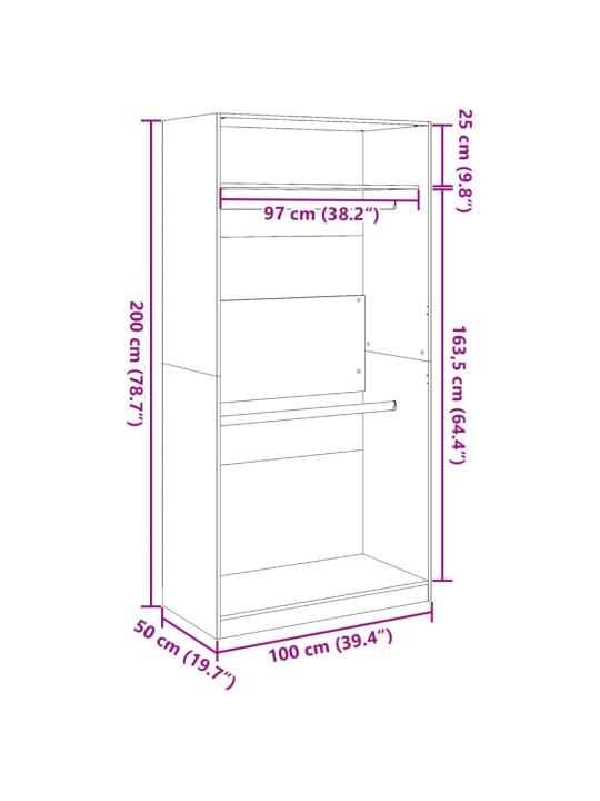 Garderoob valge 100 x 50 x 200 cm tehispuit