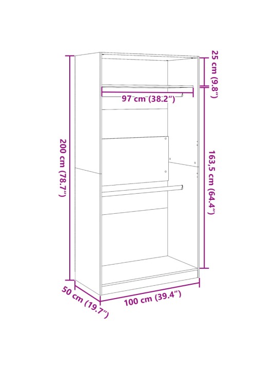 Garderoob betoonhall 100 x 50 x 200 cm tehispuit