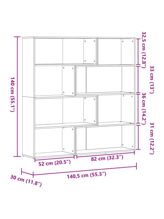 4-korruseline sonoma tamm 85x85x140 cm tehispuit