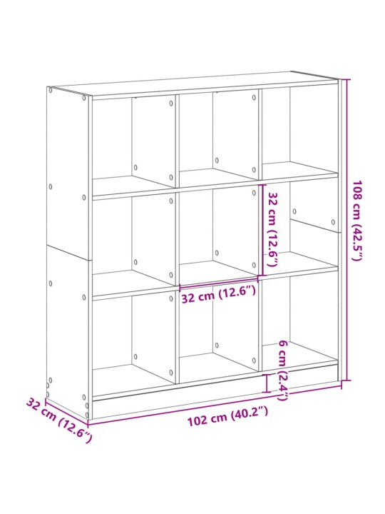 Raamatualus, hall sonoma tamm, 102x32x108 cm, tehispuit