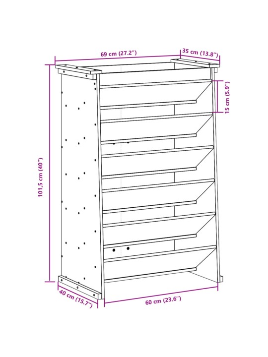 6-tasandiline maitsetaimede kast, 69 x 40 x 101,5 cm, ebatsuuga