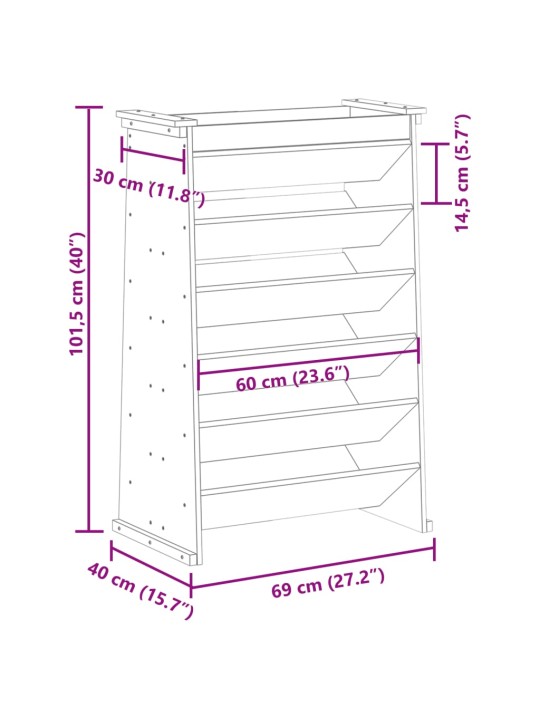 6-tasandiga maitsetaimede kast, valge, 69x40x101,5 cm männipuit