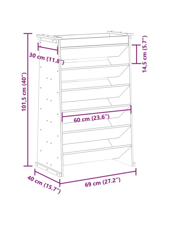 6-tasandiline maitsetaimede kast, 69x40x101,5 cm, männipuit