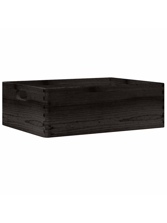 PUIDUST KAST KÄEPIDEMETEGA MUST 40X30X13 CM TÄISPUIT MÄNNIPUIT