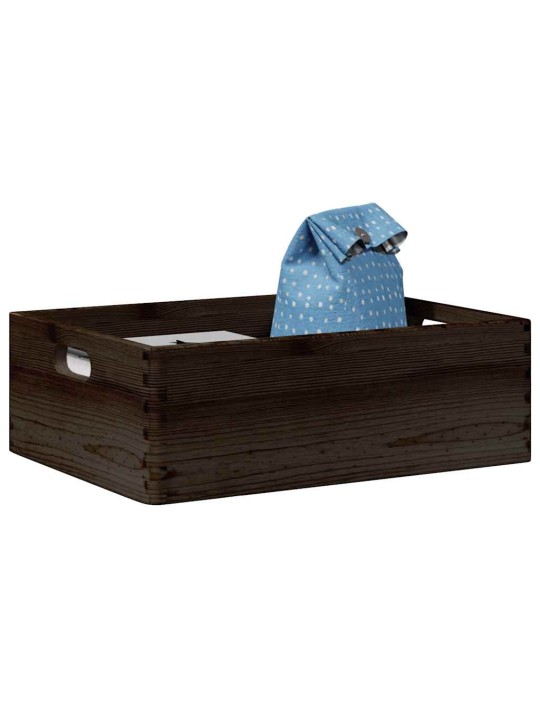 PUIDUST KAST KÄEPIDEMETEGA MUST 40X30X13 CM TÄISPUIT MÄNNIPUIT