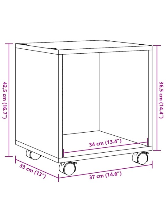 Ratastel kapp, hall sonoma tamm, 37x33x42,5 cm, tehispuit