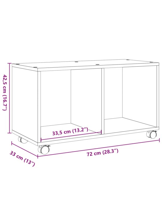 Ratastel kapp, valge, 72x33x42,5 cm, tehispuit