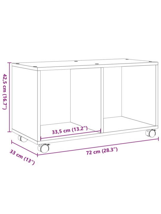 Ratastel kapp, must, 72x33x42,5 cm, tehispuit