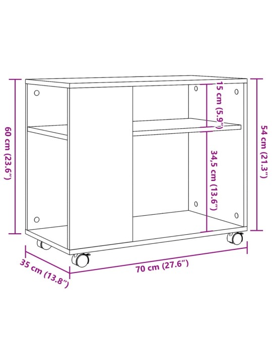 Lisalaud ratastega, betoonhall, 70x35x60 cm, tehispuit