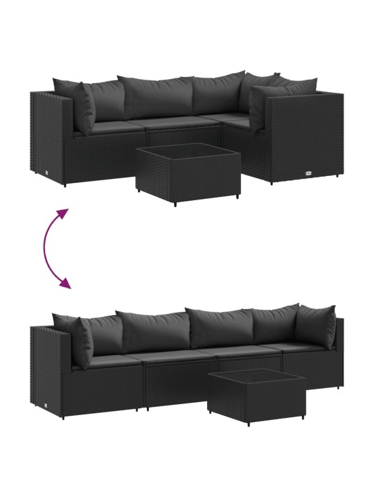5-OSALINE AIAMÖÖBLIKOMPLEKT PATJADEGA, MUST, POLÜROTANG