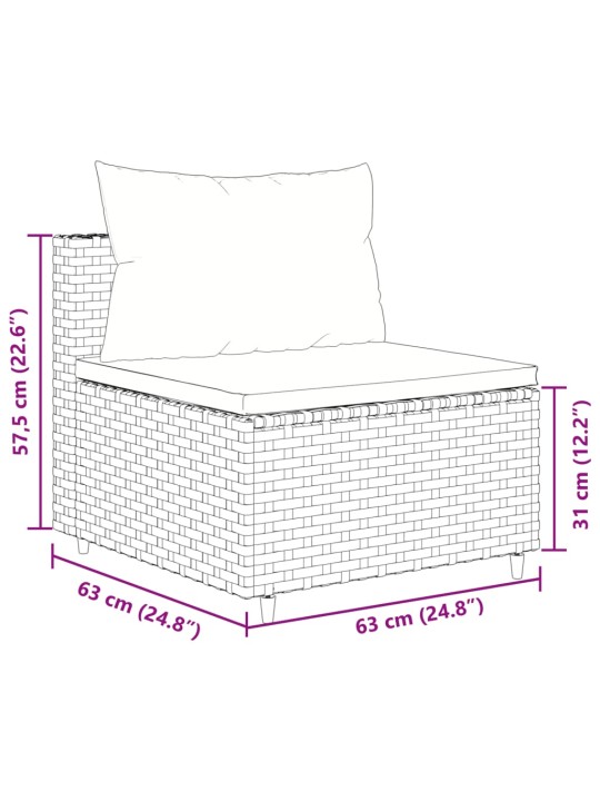 9-osaline aiadiivani komplekt patjadega, must, polürotang