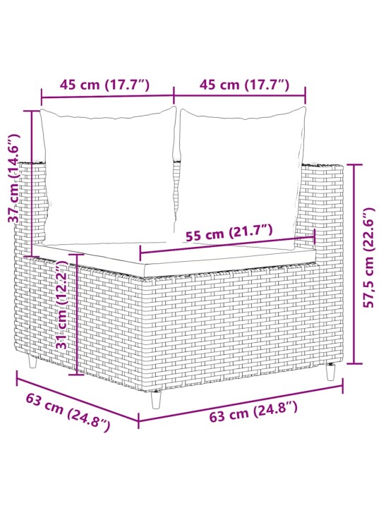 4-osaline aiadiivani komplekt patjadega, must, polürotang