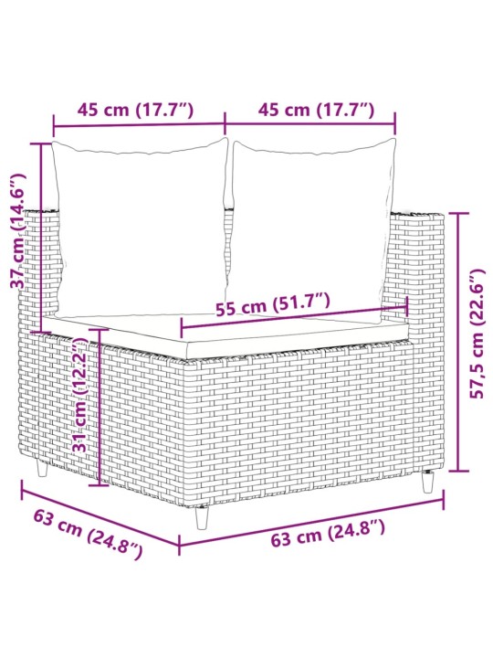 5-osaline aiamööblikomplekt istmepatjadega, polürotang, hall